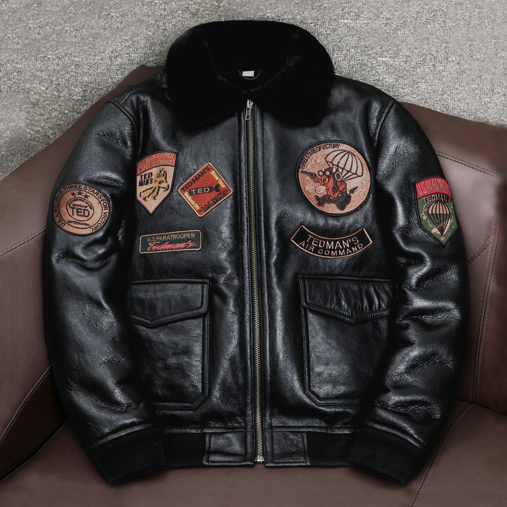 Men's Jackets Natural Shearling Fur In one Leisure Bomber Jacket Men Sheepskin Genuine Leather Coat Winter thickening keep warm Military Coat 230