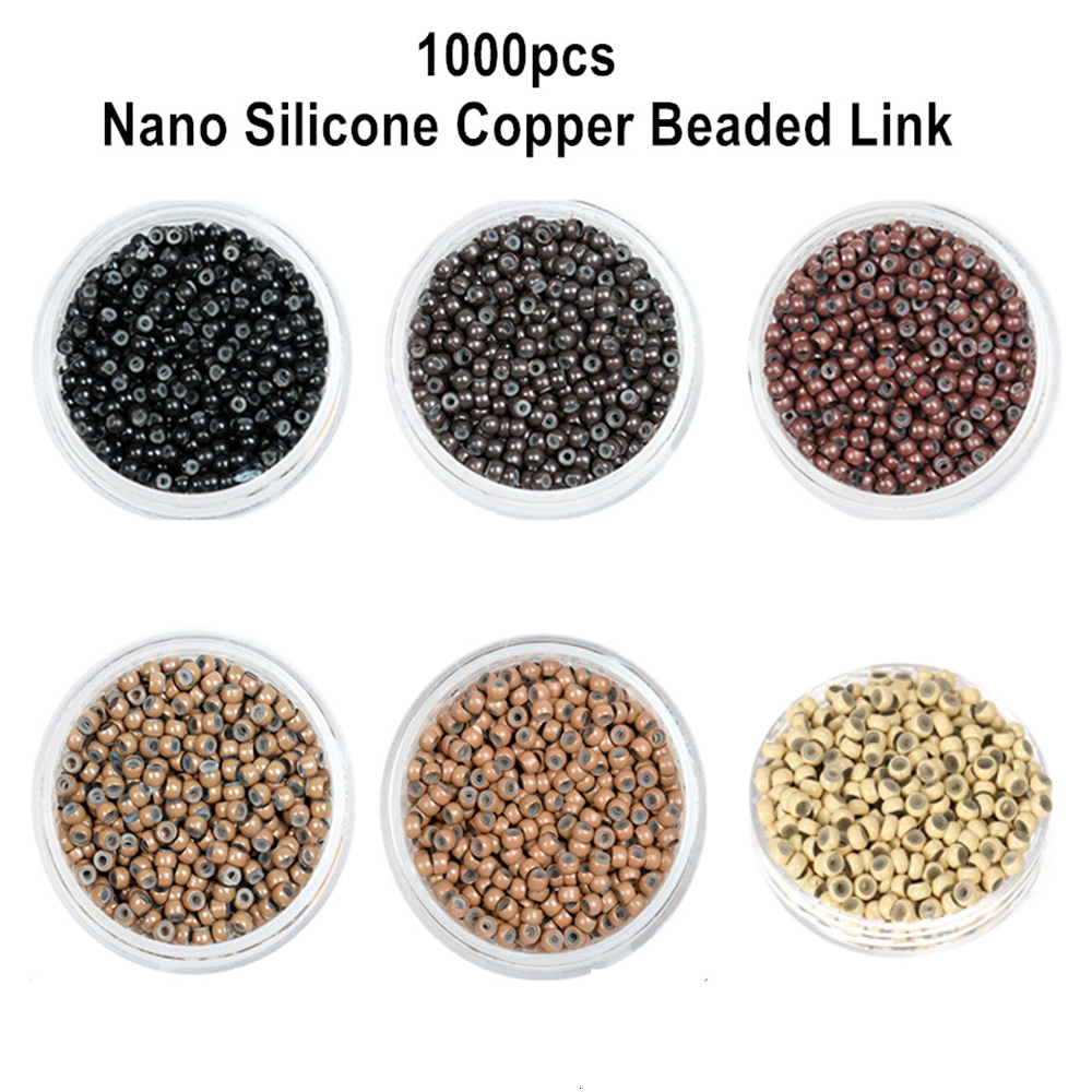 Microbeads 1000pcs 3*2mm Copper Silicone Nano Micro Link Tube Ring for Wig Hair Extensions Lined Beads Salon Tools Nanometer Beaded 230811