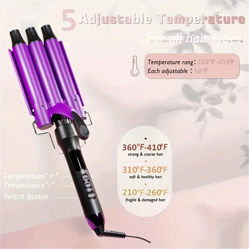 Create Professional-Level Curls at Home with this Durable 3 Barrel Curling Iron Wand!