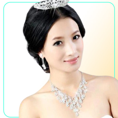 amandabridal silver rhinestones party christmas gift bling wedding accessories bridal jewelry sets hair headdress diamond necklace