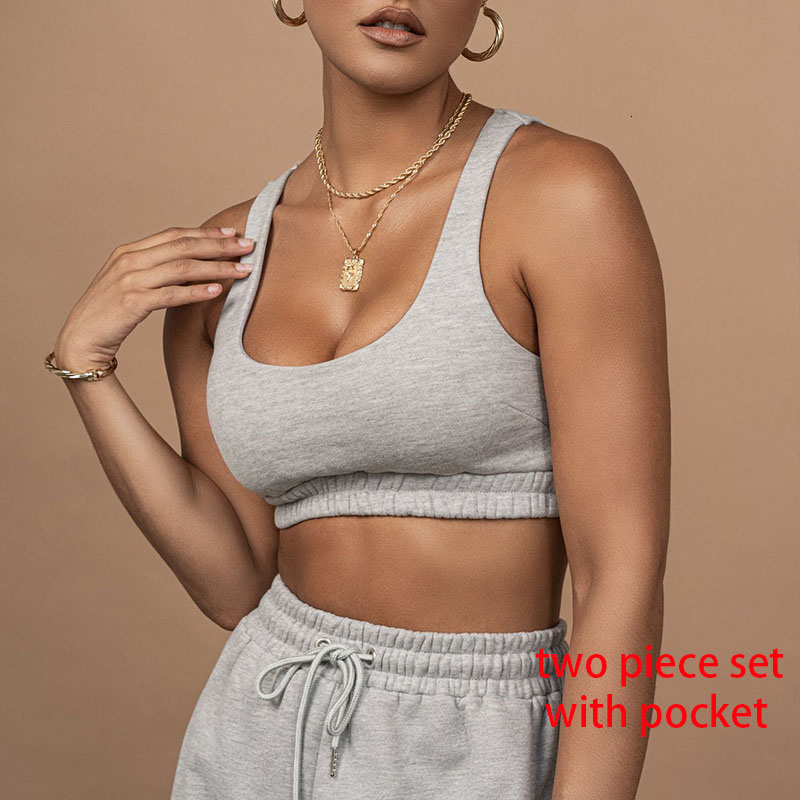 Women's Pants s Casual Sport Set Crop Top 2 Piece Women Autumn Clothing Two White Tracksuit Woman 230811