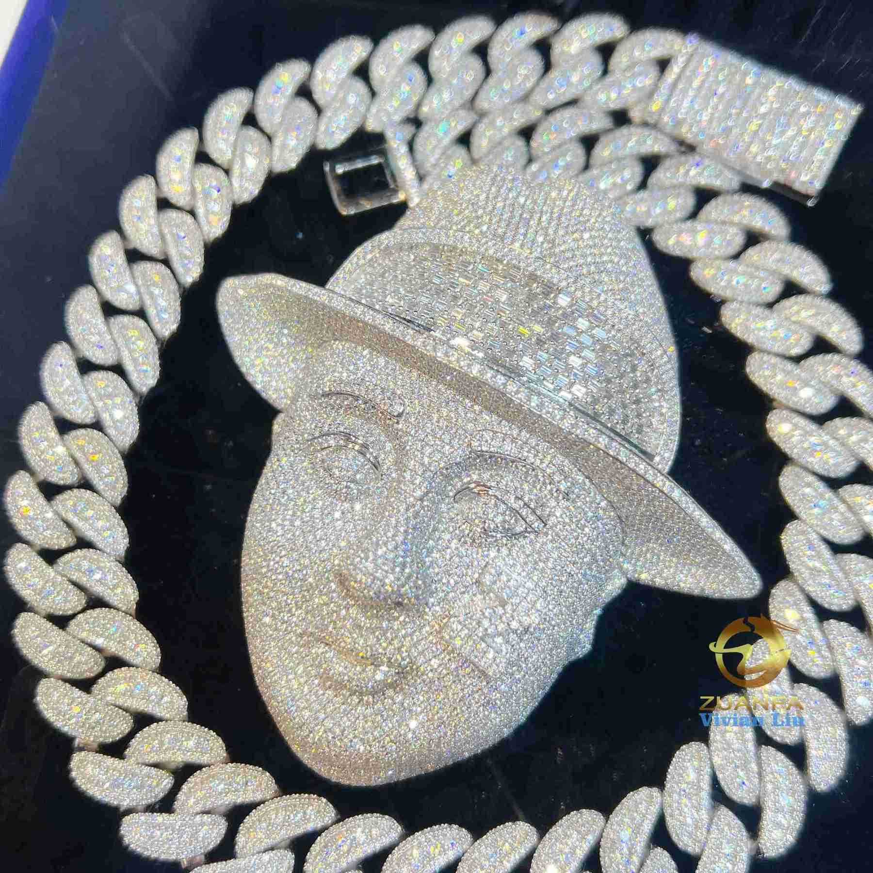 VVS Moissanite Men's Necklace with Cuban K Chain Design - Premium Jewellery Gift