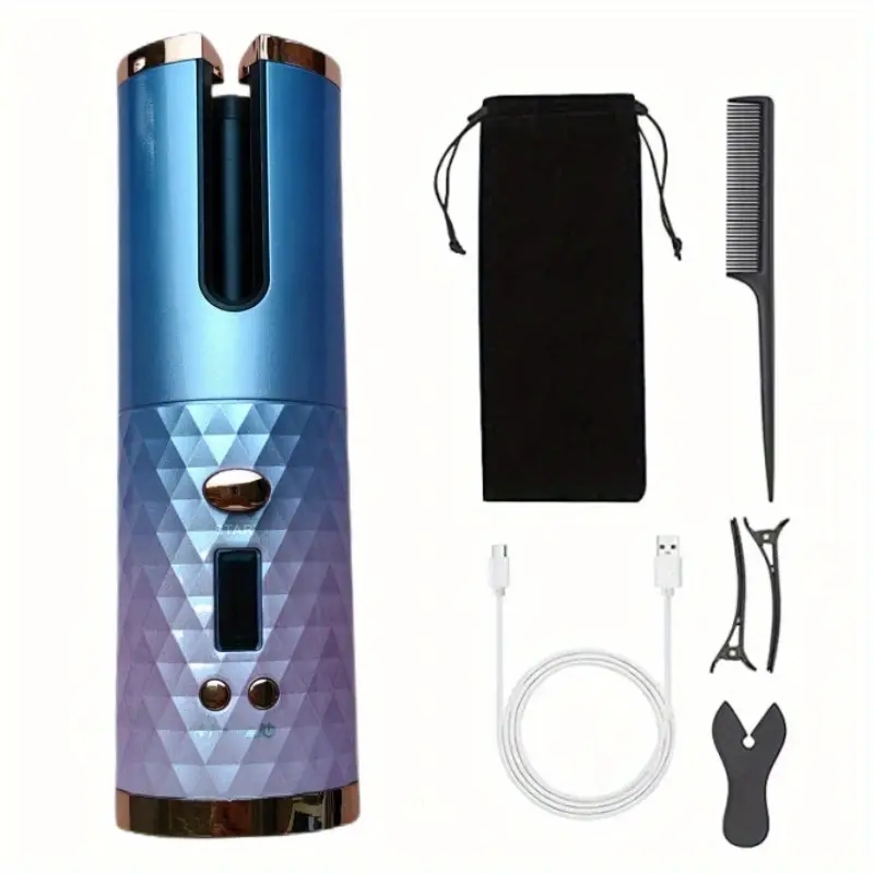Rechargeable Cordless Automatic Hair Curler: 6 Temperature & Timer Settings, Fast Heating, & Automatic Shut-off