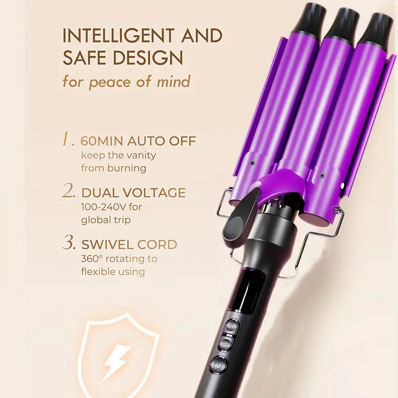 Create Professional-Level Curls at Home with this Durable 3 Barrel Curling Iron Wand!