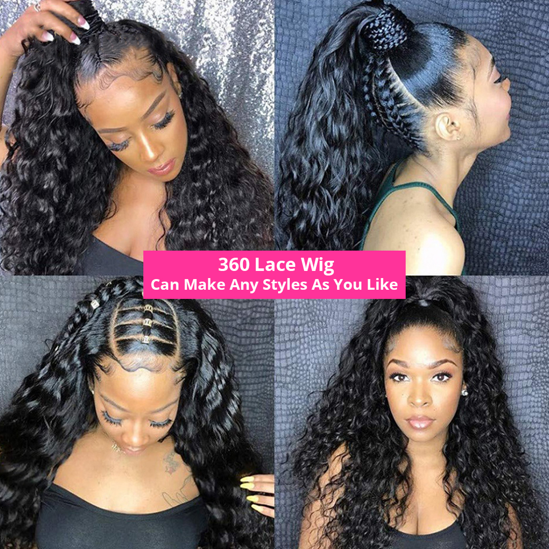 180%density 360 Glueless Full Wig Curly Human Hair 36 Inch 13x6 HD Lace Frontal Wigs for Women Water Wave Transparent Preplucked