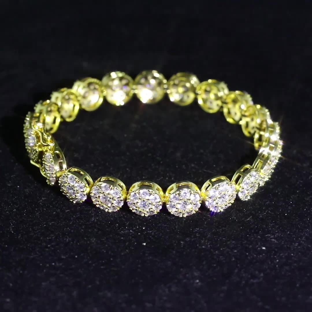Sophisticated Matching Couple's Tennis Style Bangle Set Durable Gold and Silver Plated Jewels Embellished with Charming CZ Gemstones
