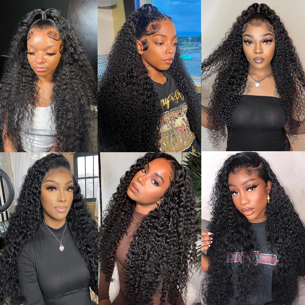 180%density 360 Glueless Full Wig Curly Human Hair 36 Inch 13x6 HD Lace Frontal Wigs for Women Water Wave Transparent Preplucked