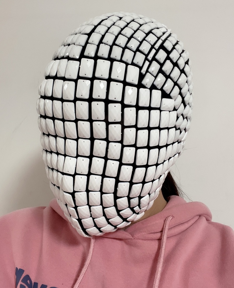 Fashion Face Masks Neck Gaiter Diamond Punk Headgear Mask Cosplay Gothic Bling Fashion Mask Night Club Dancer Stage Rave Accessories DJ Performance 23