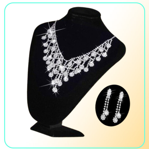 amandabridal silver rhinestones party christmas gift bling wedding accessories bridal jewelry sets hair headdress diamond necklace