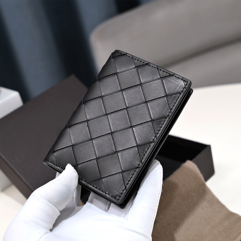 Designer Card Case High-End Genuine Leather Credit Card Holder Exquisite Mini Minimalist Style Unisex Hand-Woven 2023 New Black