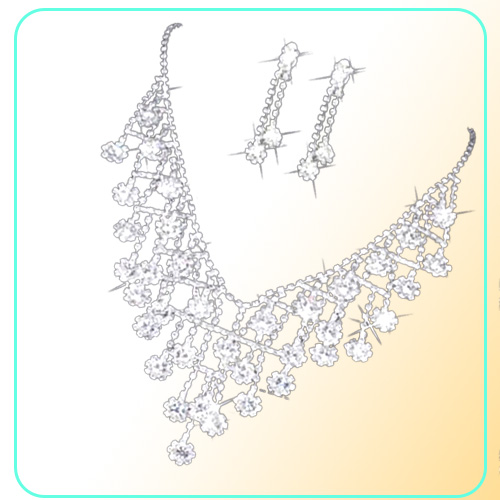 amandabridal silver rhinestones party christmas gift bling wedding accessories bridal jewelry sets hair headdress diamond necklace