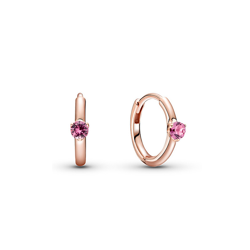 Silver Ring Rose Golden Tingxi Year Series Single Stone Earrings Can Be Used As Gifts For Girlfriends To Deliver Free Delivery