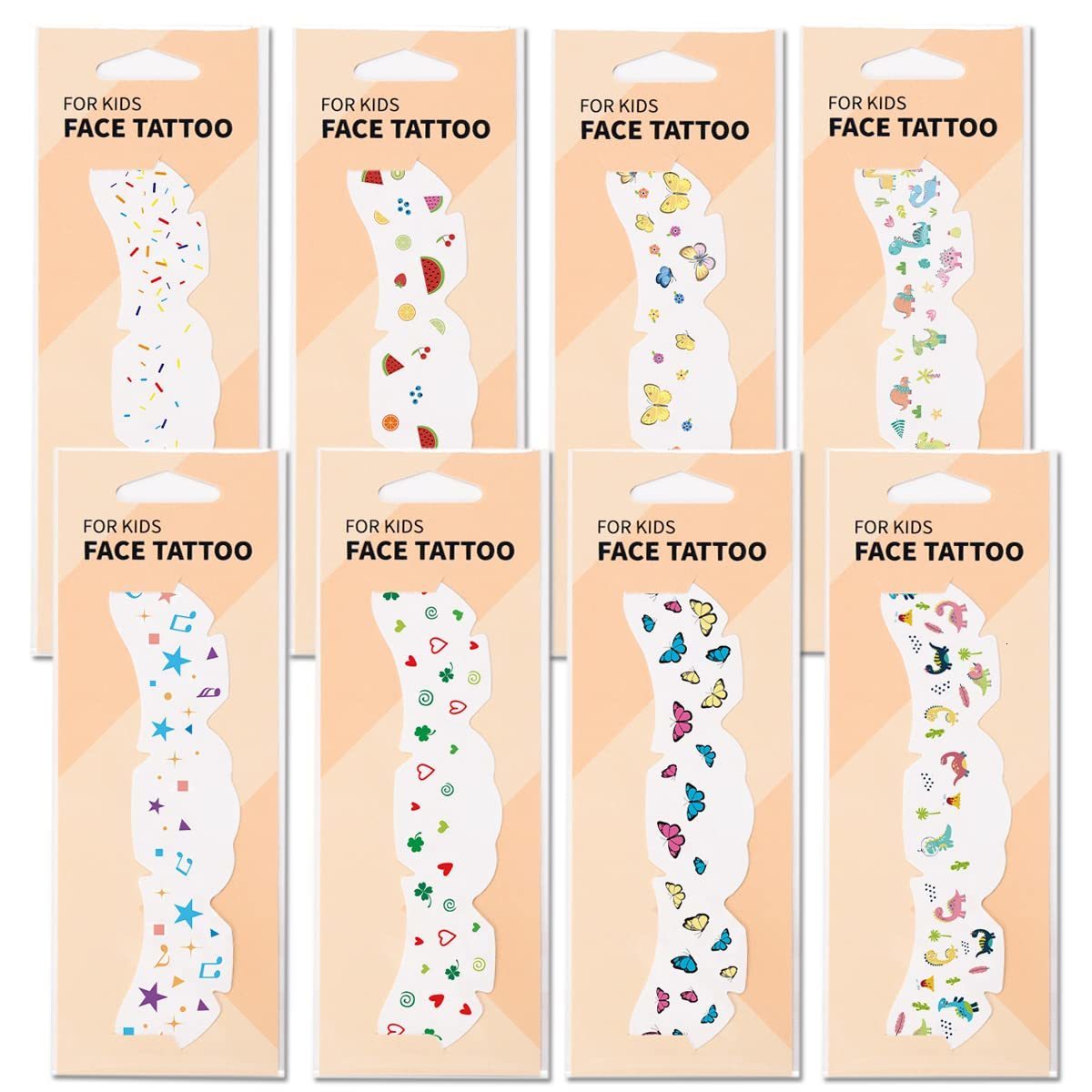 Temporary Tattoos Face For Kids Cartoon Butterfly Fruit Dinosaur Freckle Tattoo Stickers for Girls Boys Makeup Party 230812