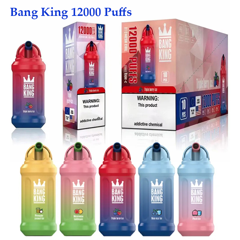 Bang King 12000 Puffs 2% 5% Disposable Vape Puff 12000 Puff 12k 850mAh Battery Prefilled 8ml Pod Stick Pen 20 Colors Tariff Free