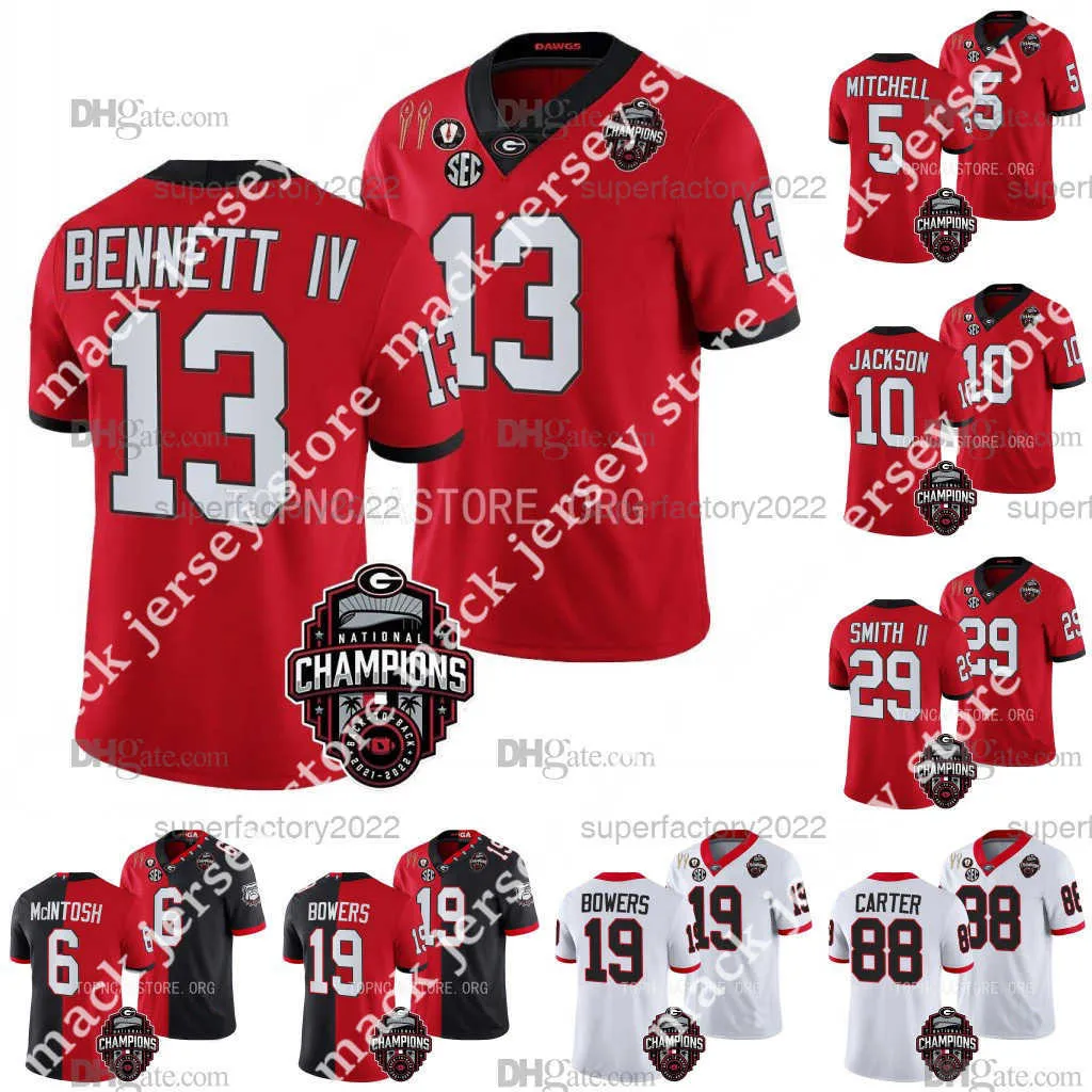 UGA Georgia Football Jersey 2023 National Champions Jersey Stetson Bennett IV Milton Kenny McIntosh Edwards Ladd McConkey Mitchell Starks