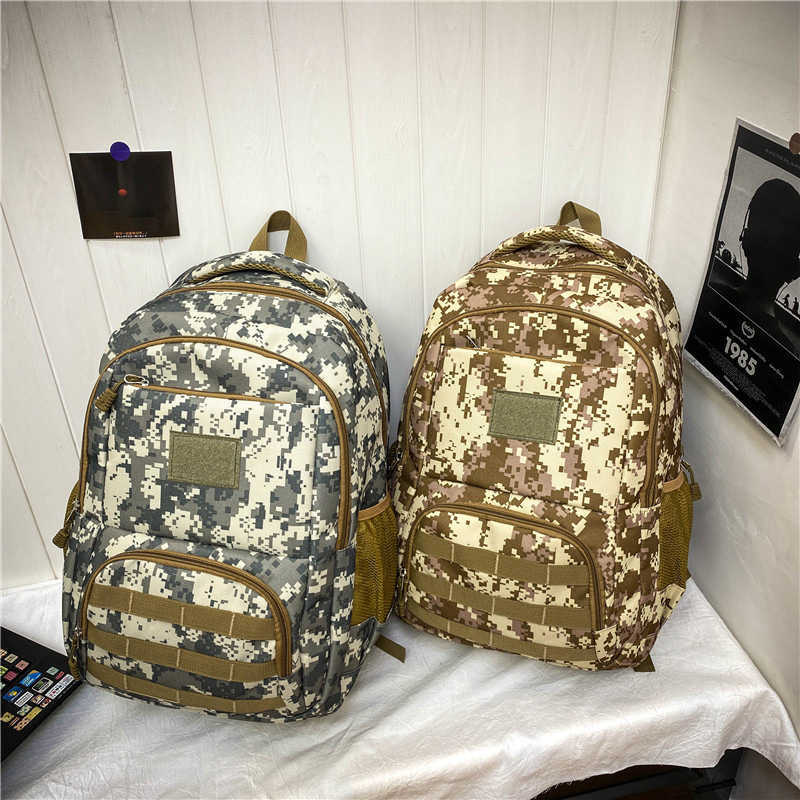 Outdoor Backpack for Boys' Junior High School Students Portable Large Capacity Camo Tactical Backpack 230615