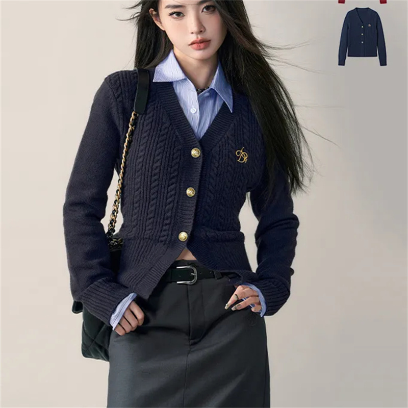 Women's Sweaters Vintage Letter Embroidery Cardigan Women Long Sleeve Single Breasted Twisted Knitted Sweaters Korean Clothing 230812
