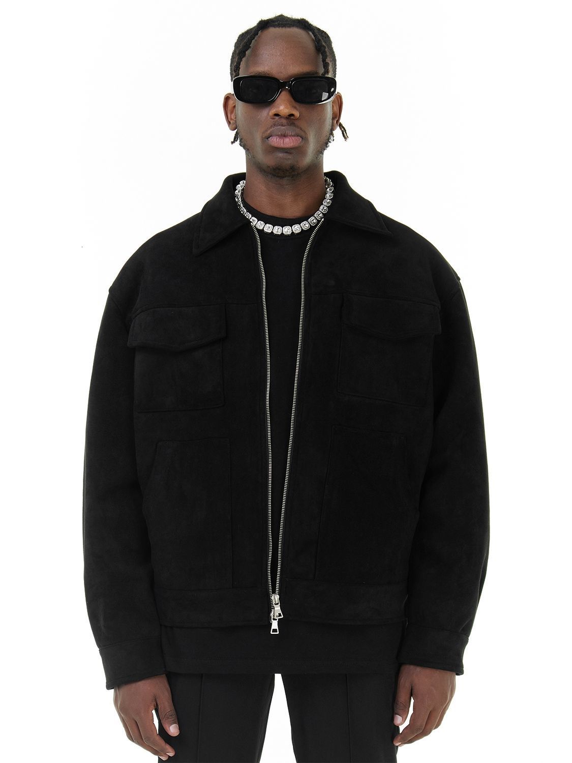 Men's Jackets Vintage High Street Suede Material Crock Jacket With Zipper Lapel Casual Short For Men 230812