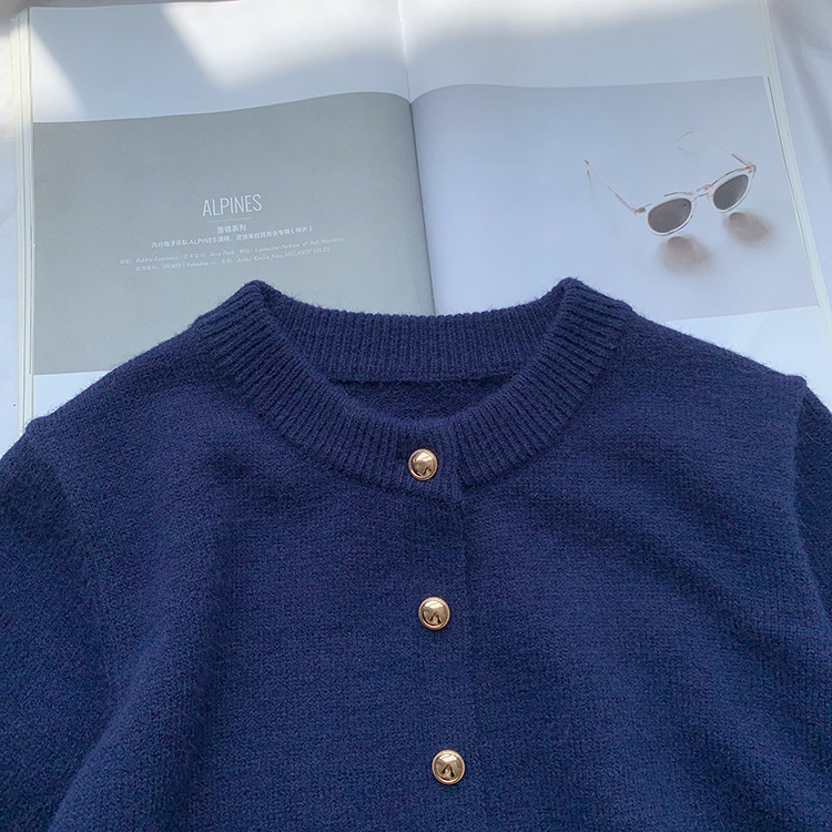 Women's Sweaters Knitted Cardigan Women Korean Raccoon Cashmere Loose Solid Color Round Neck Sweater Coat Jacket Spring Autumn 230812