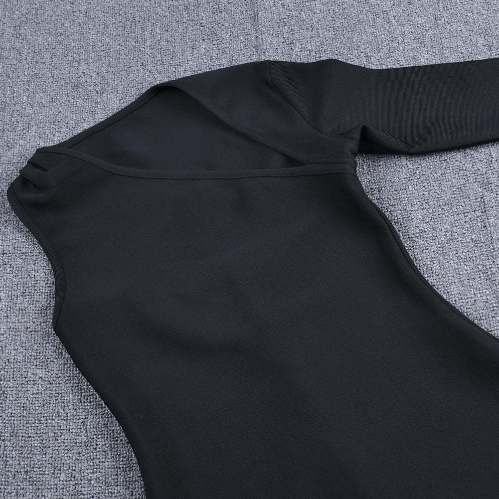 Basic Casual Dresses Cut Out Long Sleeve Bandage Dress Women Black Bodycon Evening Party Elegant Sexy Birthday Club Outfits Autumn 230812
