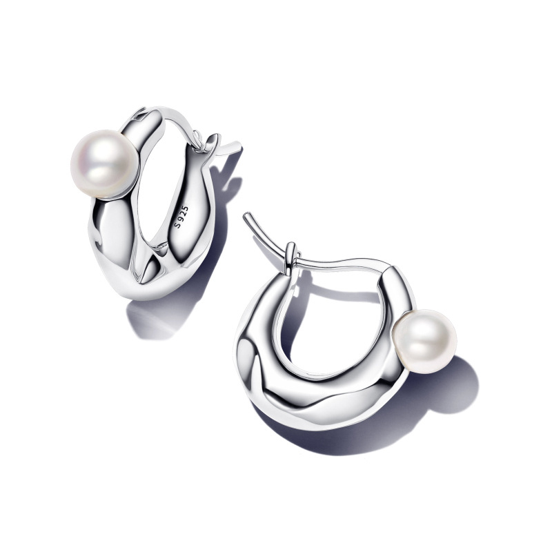 S Silver Star Moon Strike Double Circle Point Color Earrings Fashion Temperament Pearl Model Is Suitable For Ms. Jewelry Accessories Free Delivery