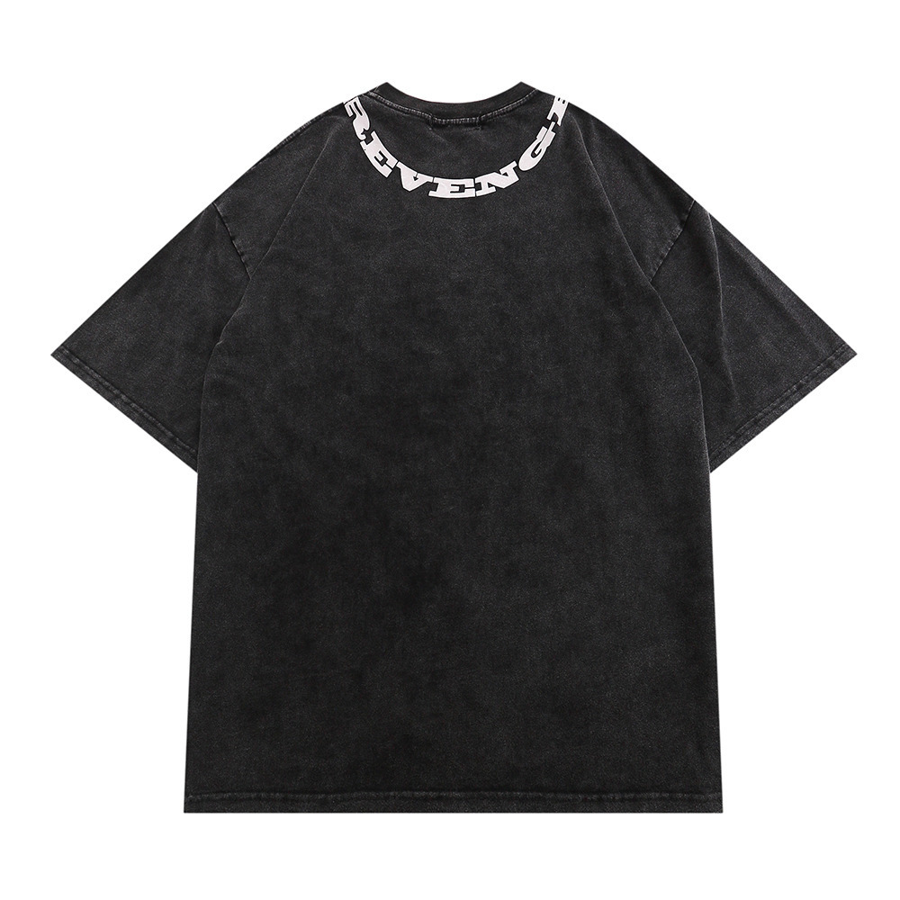 Men's T-Shirts Graphic Printed Washed Cotton Men's T-shirt Summer Off Shoulder Shirts Harajuku Man Hip Hop Streetwear Oversized Loose Top Te