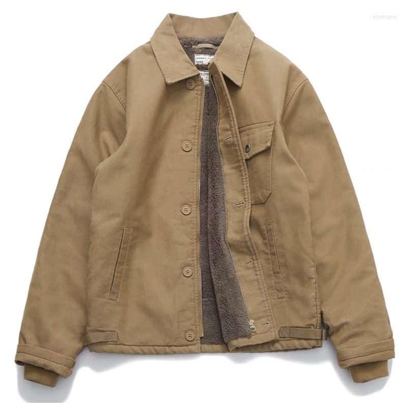 Men's Jackets Men Amiki A2 Deck Jacket Retro Cashmere Fleece Thicken Lapel Lamb Hair Coat Casual Fashion Winter Multi-Pocket Outwear