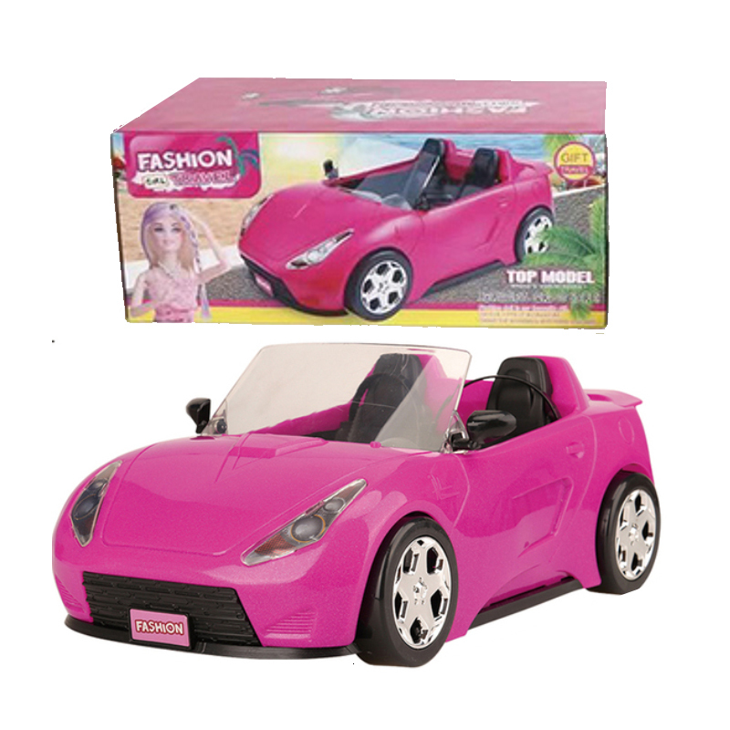 Doll Accessories 61pcs Set Cool 2-Seater Vehicle Pink Car with Stylish Travel Clothes and Accessories for Barbie Doll Gift Toys for 3 Years Old 230812