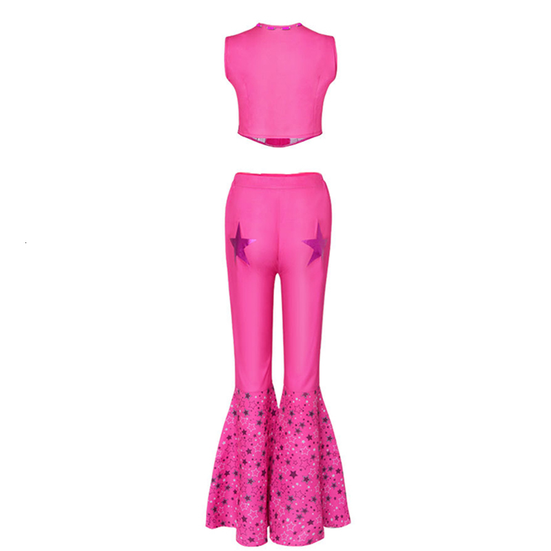 Costume Movie Theme Margot Robbie Costume Sexy Starry Pink Vest Top Pants Scarf Suit For Women Ladies Halloween Carnival Party Clothes 2