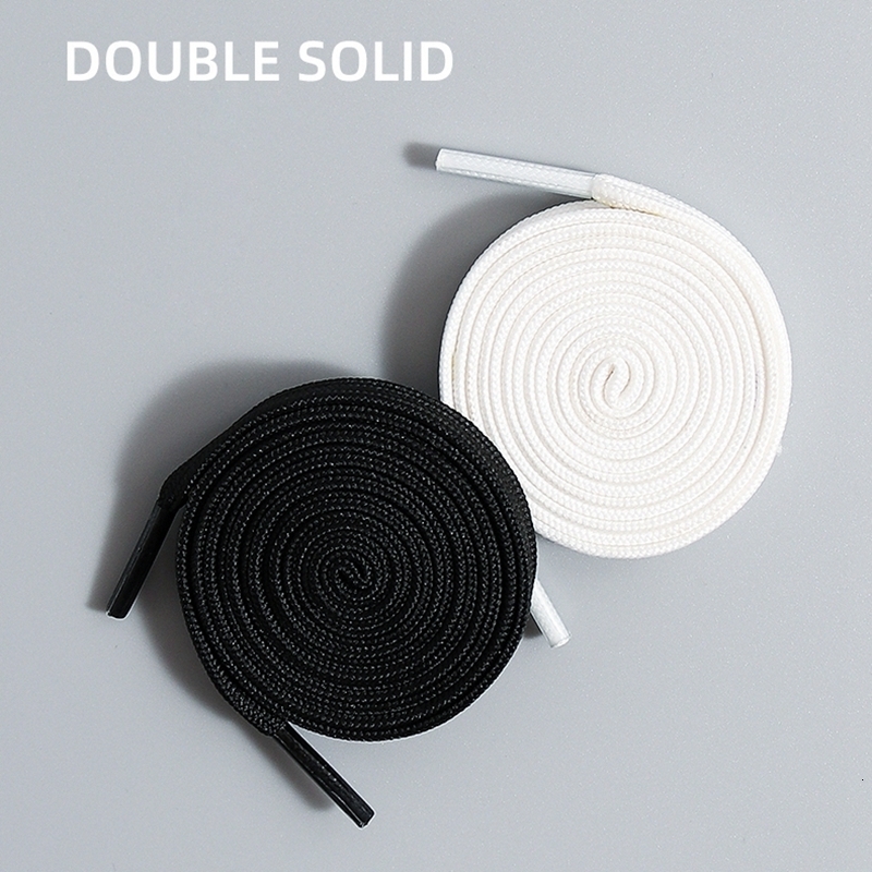 Shoe Parts Accessories 1 Pair Black White Laces Flat Double Woven Antislip Polyester Shoelaces Sports Casual Shoes Classic Shoelace 230818