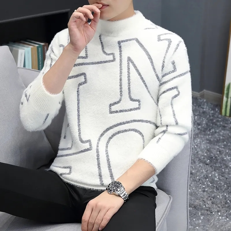 Men's Sweaters men 2023 winter korean style Letter pattern mens warm sweater Oneck sweaters autumn wool pullovers MXXXL 230812