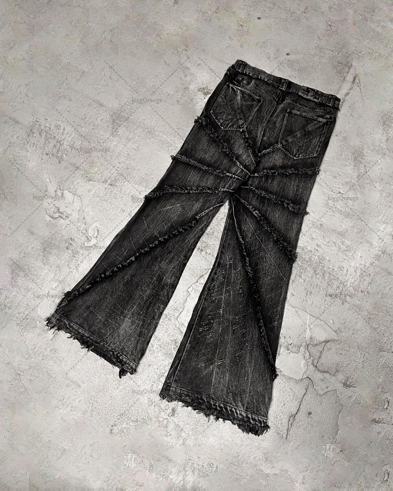 Men's Pants 2023 Street Retro Raw Edge High Waist Skinny Jeans Y2K Fashion Casual Loose Versatile Distressed Wide Leg Jean's 230812