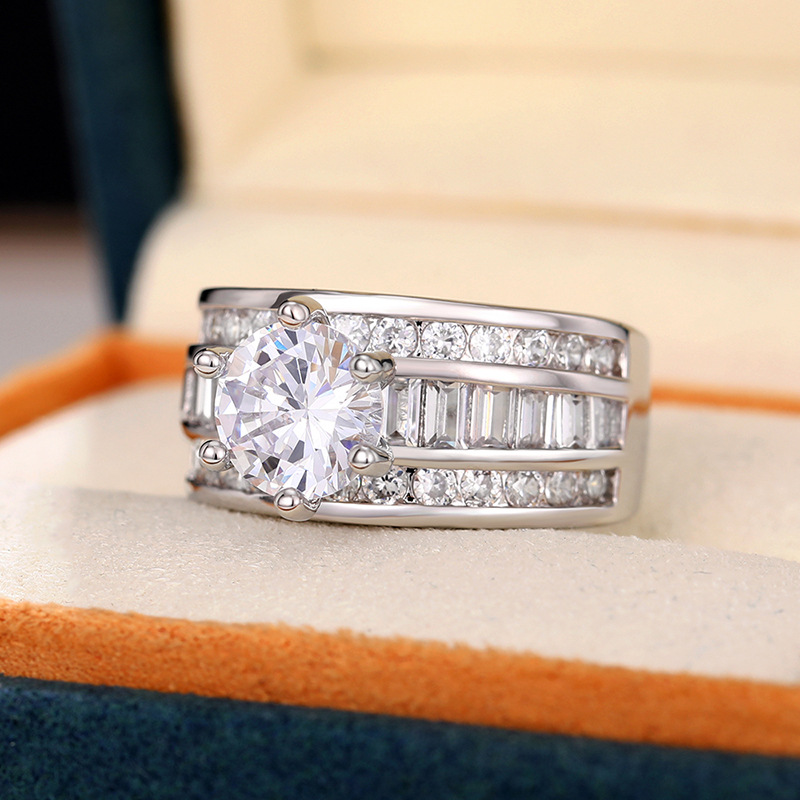 Sterg Sier Round Cut 5A Cubic Zirconia Eternity Wedding Ring for Women