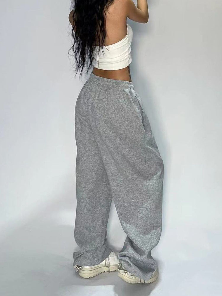 Womens Pants Capris HOUZHOU Casual Gray Sweatpants Women Wide Leg Black Joggers Classic Baggy Streetwear Female Oversized Sports Trousers Allmatch 230