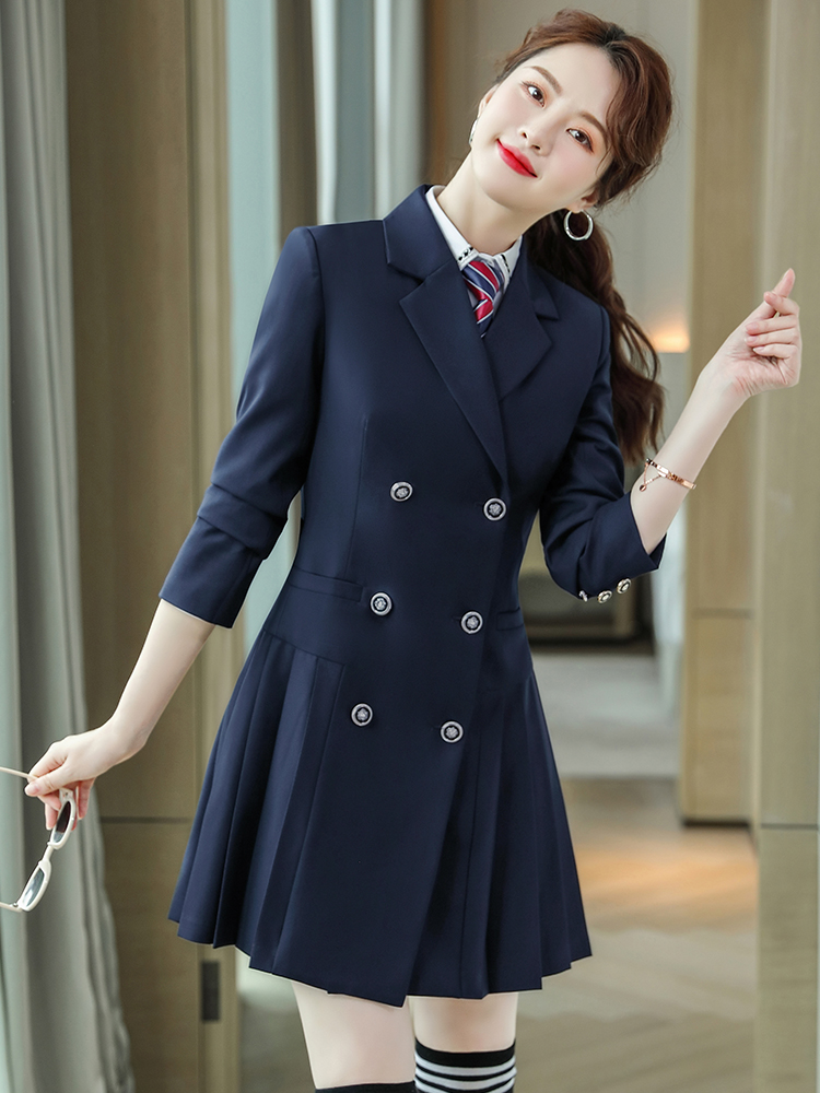 Autumn Winter Kindergarten Teacher Dress Occupation Fashionable Elegant Women Uniform Professional Teachers Work Clothes Set Lady