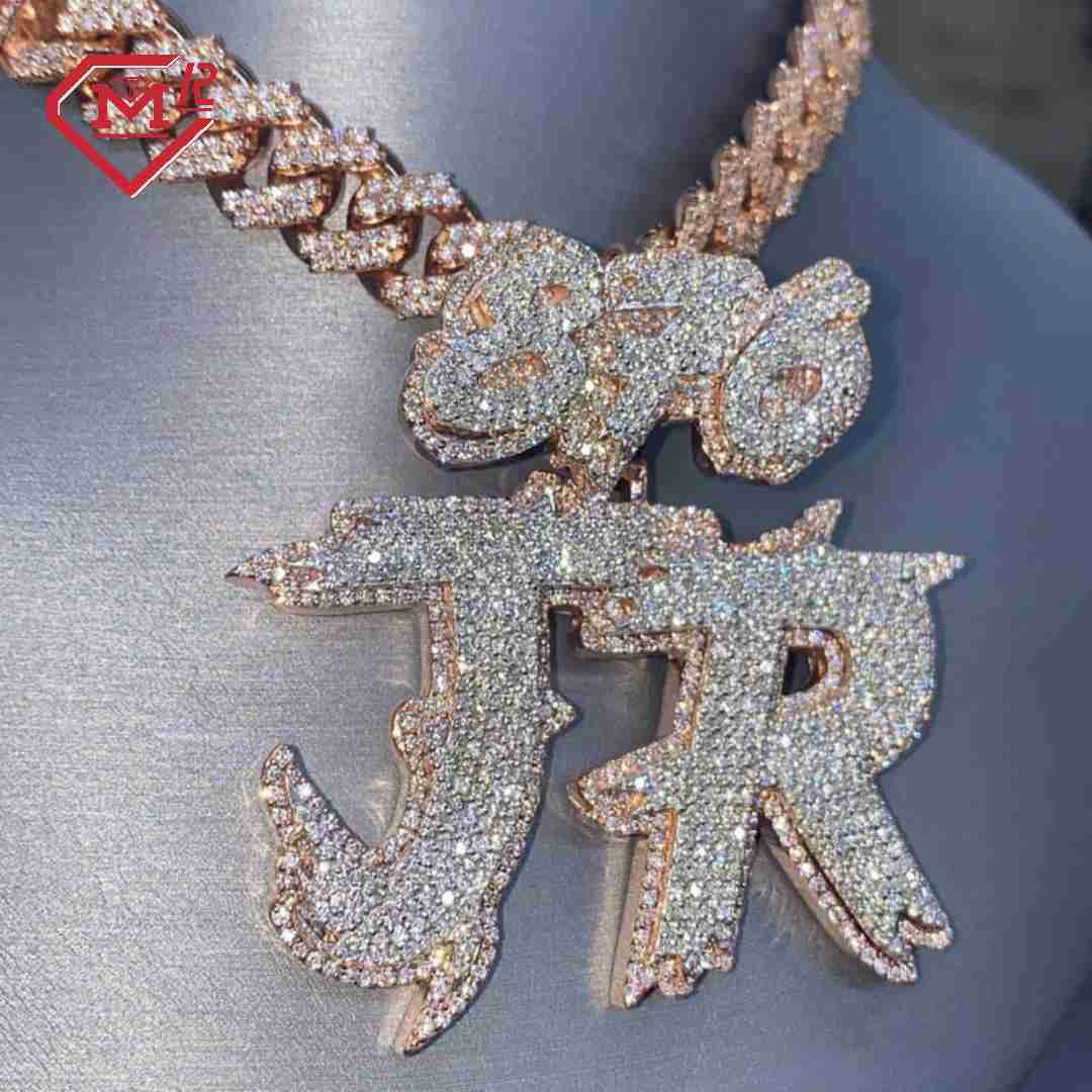 Moissanite hip-hop style bracelet and necklace Hip Hop Mens Iced Out Pass Tester Sterling Sier Custom Moissanite Name Pendant "Premium Customizat