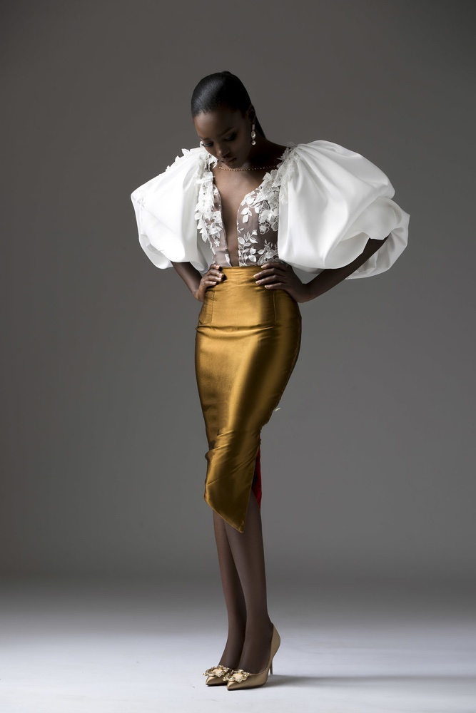 Aso Ebi Puff Sleeves Prom Dresses Tea Length Sheath Formal Evening Gowns Sexy Sheer Plunging Neck Lace Appliques White And Gold Special Occasion Party