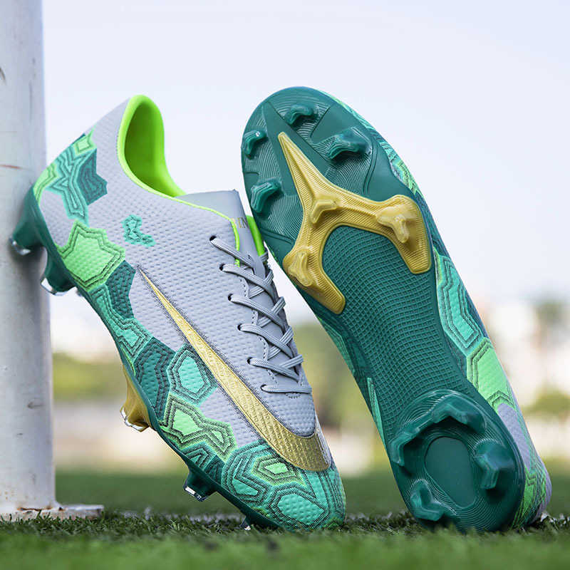 Low Top Mens Green Blue Football Boots TF AG Youth Soccer Shoes Mbappe Sports Trainers Children's Sneakers