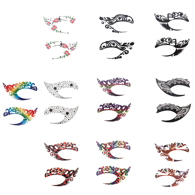 Temporary Tattoos 1Pairs Eye Tattoo Stickers DIY Waterproof Flash Disposable Eyeshadow Eyeliner Face Sticker Halloween Makeup Tool 230812