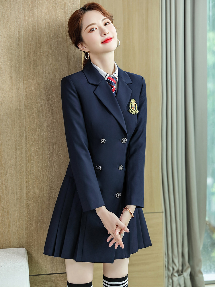 Autumn Winter Kindergarten Teacher Dress Occupation Fashionable Elegant Women Uniform Professional Teachers Work Clothes Set Lady