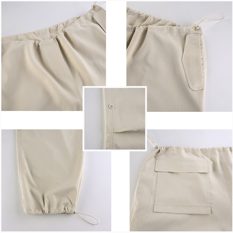 Womens Pants Capris Women Y2K Cargo Casual Low Waist Drawstring Joggers Tech Baggy Trousers Vintage Loose Solid Wide Leg Streetwear 230812