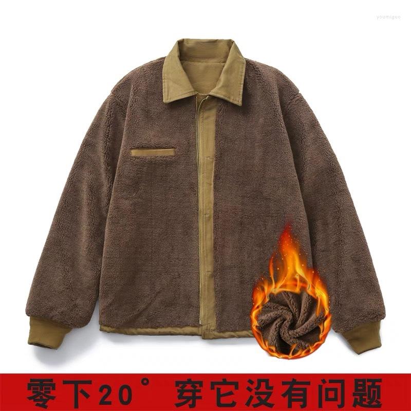 Men's Jackets Men Amiki A2 Deck Jacket Retro Cashmere Fleece Thicken Lapel Lamb Hair Coat Casual Fashion Winter Multi-Pocket Outwear