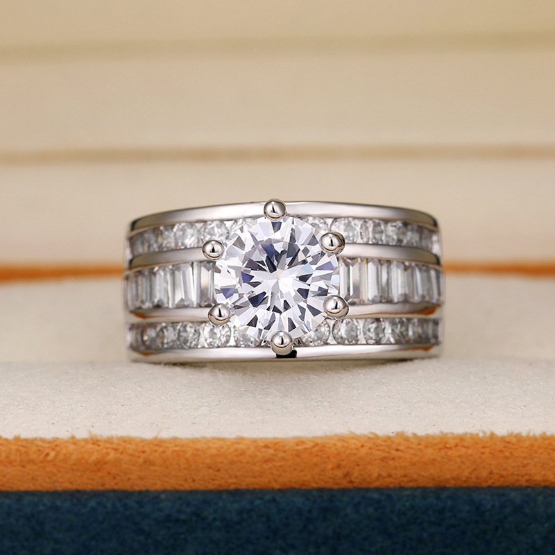 Sterg Sier Round Cut 5A Cubic Zirconia Eternity Wedding Ring for Women