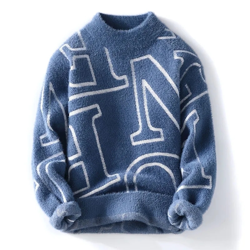 Men's Sweaters men 2023 winter korean style Letter pattern mens warm sweater Oneck sweaters autumn wool pullovers MXXXL 230812