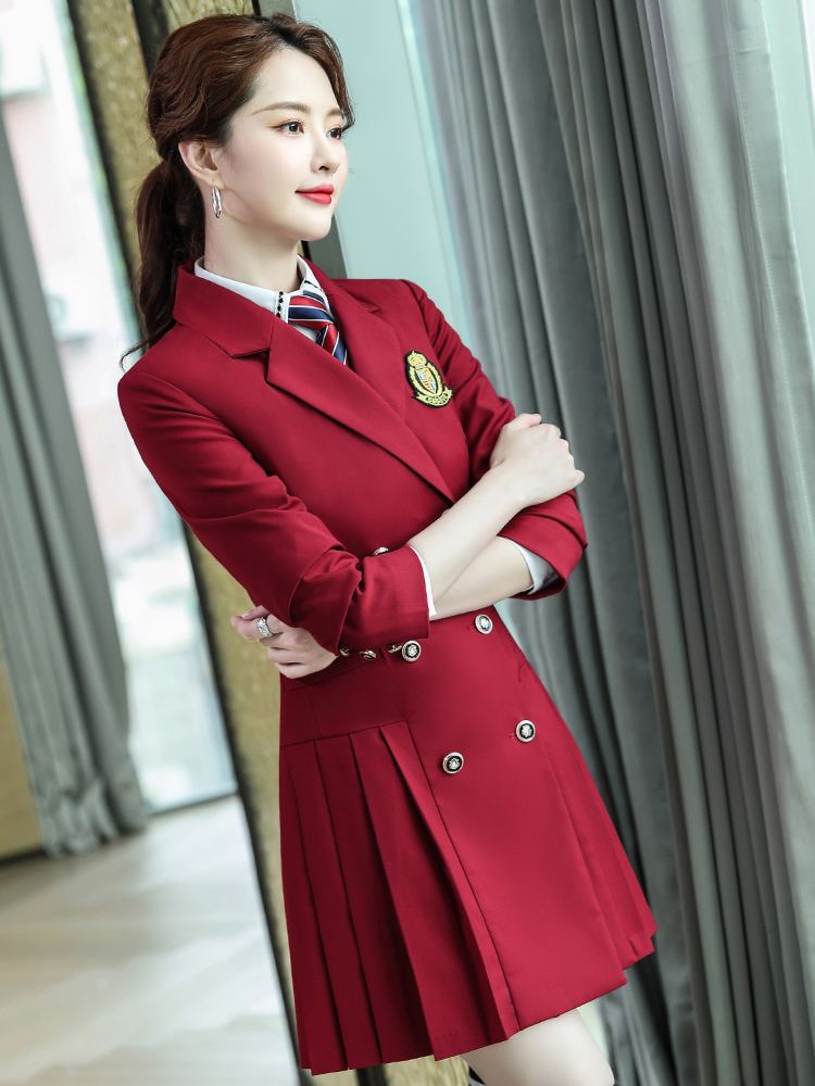 Autumn Winter Kindergarten Teacher Dress Occupation Fashionable Elegant Women Uniform Professional Teachers Work Clothes Set Lady