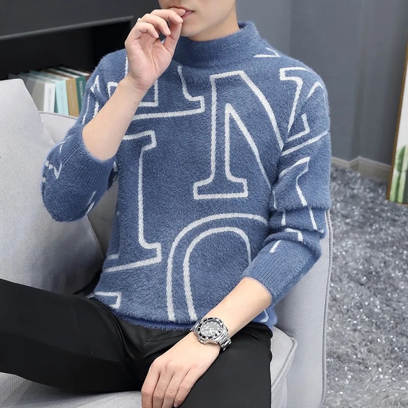 Men's Sweaters men 2023 winter korean style Letter pattern mens warm sweater Oneck sweaters autumn wool pullovers MXXXL 230812