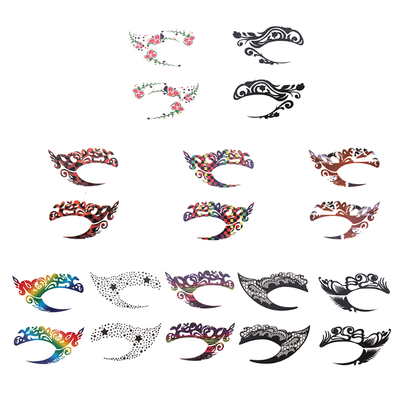 Temporary Tattoos 1Pairs Eye Tattoo Stickers DIY Waterproof Flash Disposable Eyeshadow Eyeliner Face Sticker Halloween Makeup Tool 230812