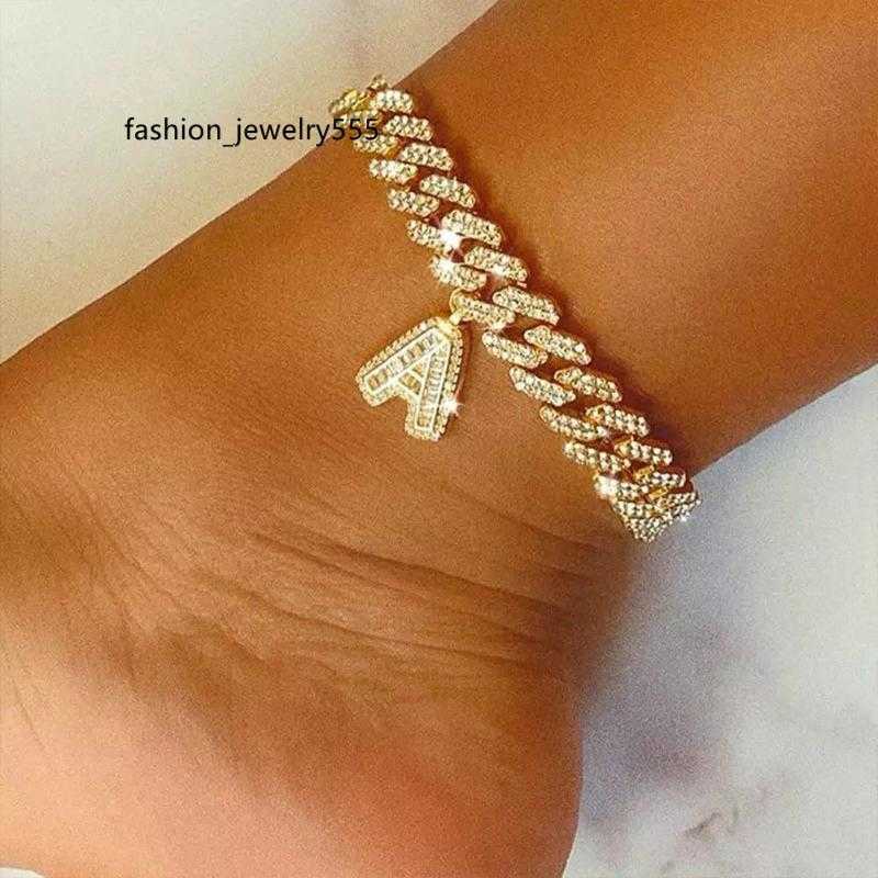 Anklets Anklets Mm DIY Gold Layered Initial Cuban Link Chain Iced Out For Women Anklet Ankle Bracelet Stainless Steel JewelryAnklets