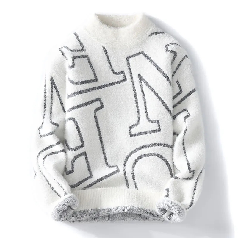 Men's Sweaters men 2023 winter korean style Letter pattern mens warm sweater Oneck sweaters autumn wool pullovers MXXXL 230812