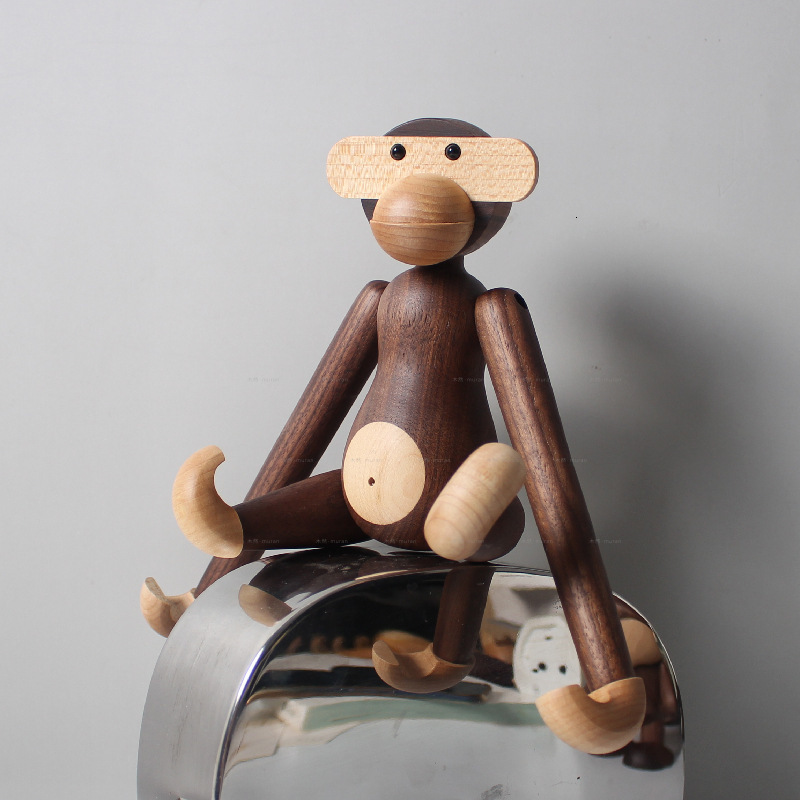Decorative Objects Figurines Ornament Solid Wood Monkey Home Decoration Creative Festival Gift Black Walnut Gibbon Pendant Wooden Crafts 230812